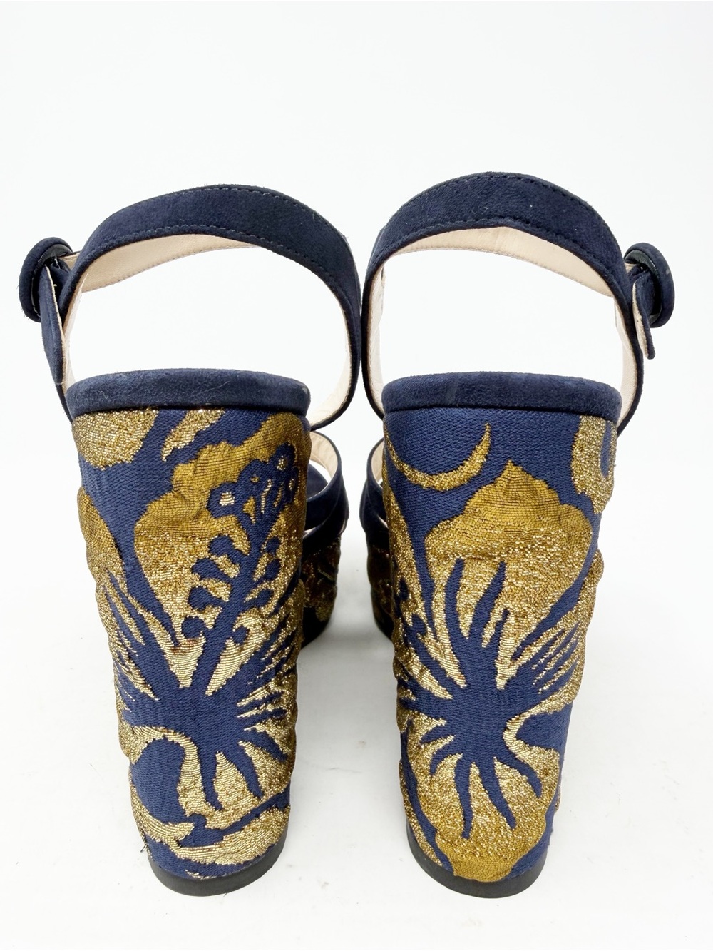 Prada Brocade Platform Wedge Sandals Womens Size EU 37.5 - Picture 4 of 12